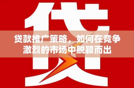 琼结贷款推广策略，如何在竞争激烈的市场中脱颖而出