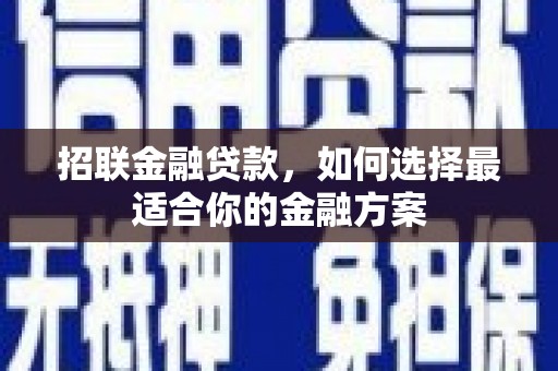 琼结招联金融贷款，如何选择最适合你的金融方案