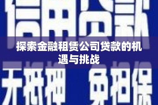 琼结探索金融租赁公司贷款的机遇与挑战