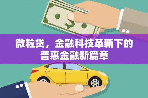 琼结微粒贷，金融科技革新下的普惠金融新篇章