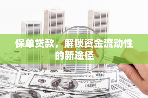 琼结保单贷款，解锁资金流动性的新途径