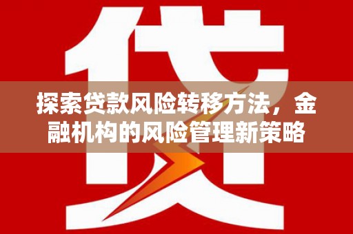 琼结探索贷款风险转移方法，金融机构的风险管理新策略