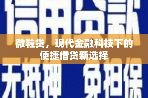 琼结微粒贷，现代金融科技下的便捷借贷新选择