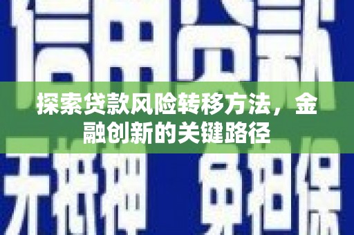 琼结探索贷款风险转移方法，金融创新的关键路径