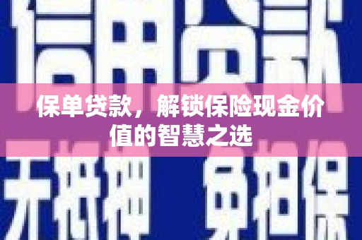 琼结保单贷款，解锁保险现金价值的智慧之选
