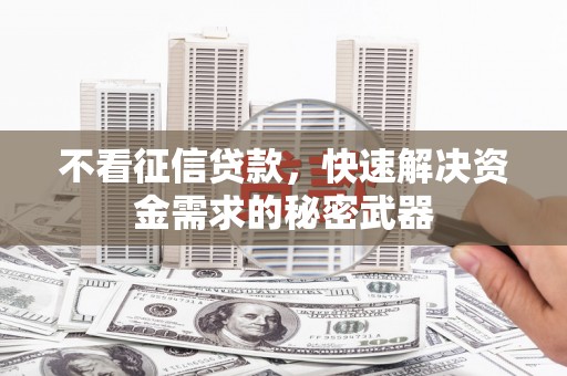 琼结不看征信贷款，快速解决资金需求的秘密武器