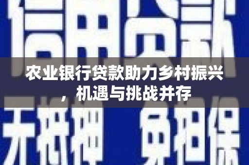 琼结农业银行贷款助力乡村振兴，机遇与挑战并存