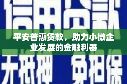 琼结平安普惠贷款，助力小微企业发展的金融利器