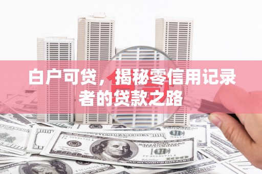 琼结白户可贷，揭秘零信用记录者的贷款之路